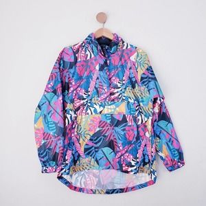 Lauren James Anorak Multicolor Floral Hooded Windbreaker Lightweight Rain Coat